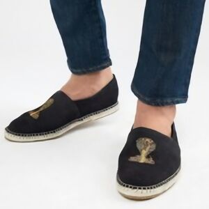 Navy Blue Espadrilles with Gold Accent